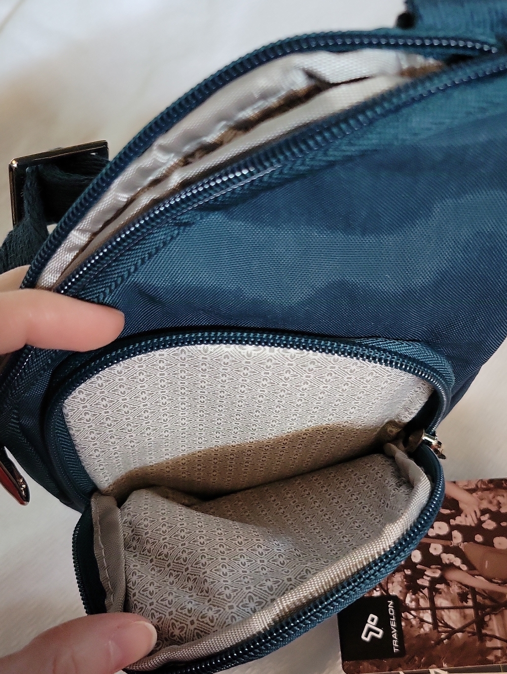 Travelon Essentials Mini Asymmetric Crossbody Bag Peacock NWT - Picture 4 of 8